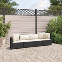 Set Divani da Giardino 4 pz con Cuscini Nero in Polyrattan 3308456