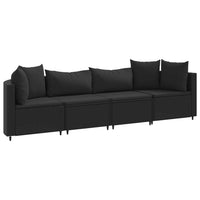 Set Divani da Giardino 4 pz con Cuscini Nero in Polyrattan 3308459