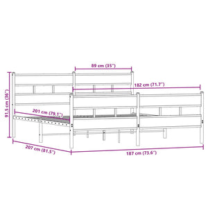 Giroletto senza Materaso in Metallo Rovere Fumo 180x200 cm 3308466