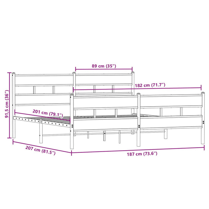 Giroletto senza Materaso in Metallo Rovere Fumo 180x200 cm 3308466