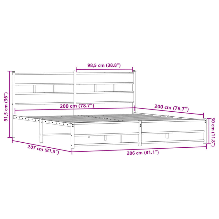 Giroletto senza Materaso in Metallo Rovere Fumo 200x200 cm 3308489