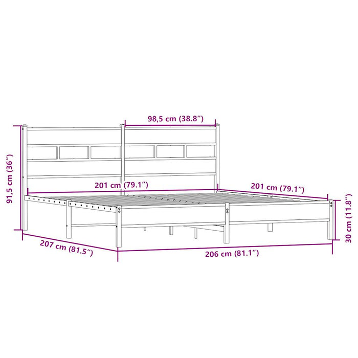 Giroletto senza Materaso in Metallo Rovere Sonoma 200x200 cm 3308498