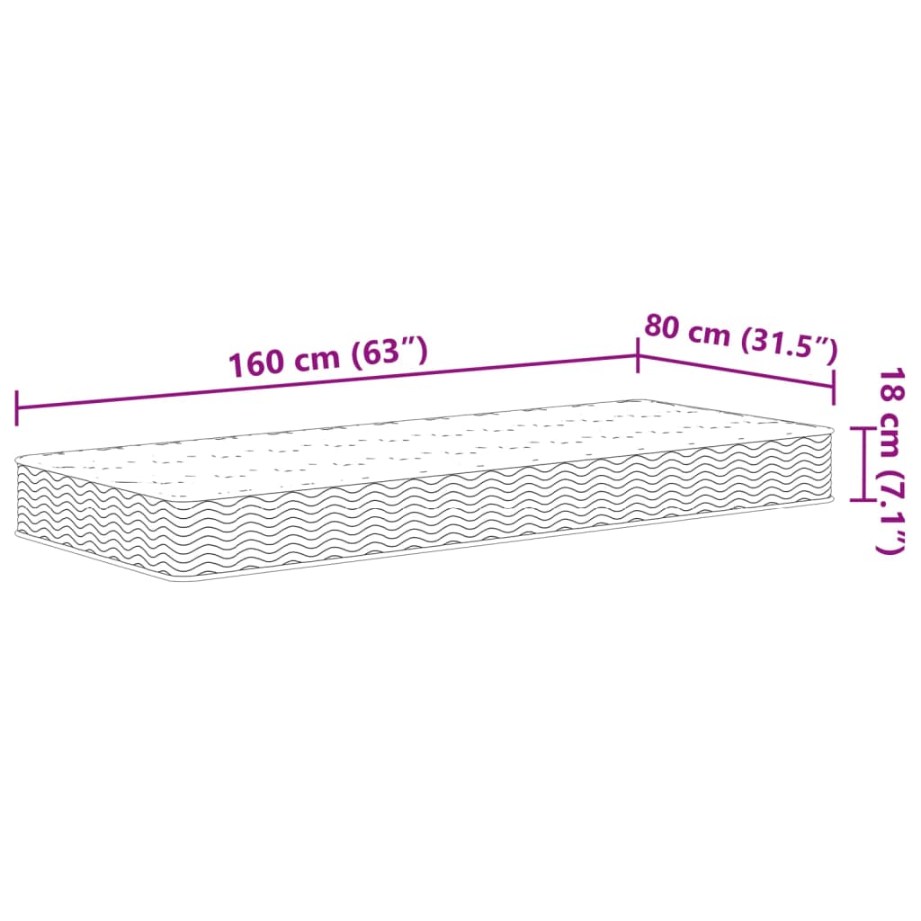 Materasso a Molle Bonnel per Bambini Medio 80x160 cm 4016555