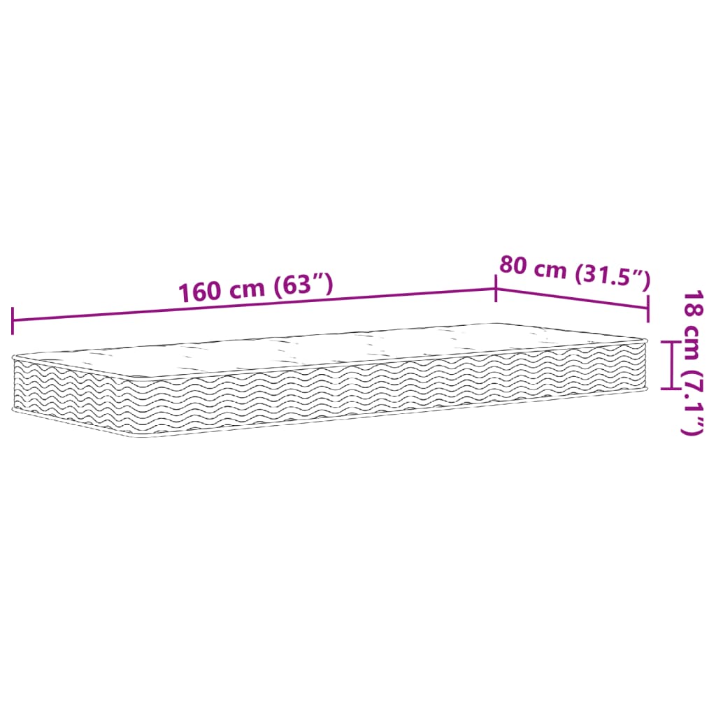 Materasso a Molle Bonnel per Bambini Medio 80x160 cm 4016556