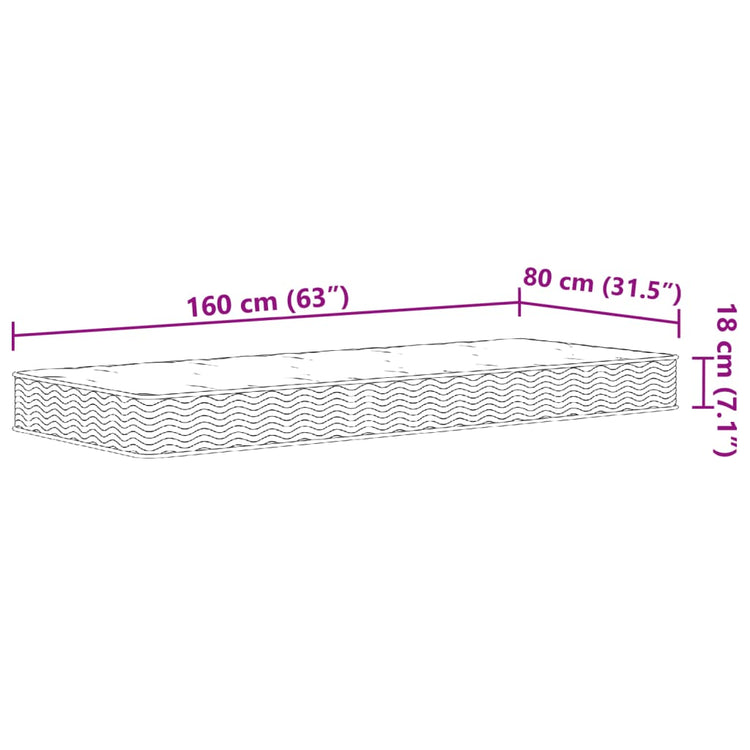 Materasso a Molle Bonnel per Bambini Medio 80x160 cm 4016556