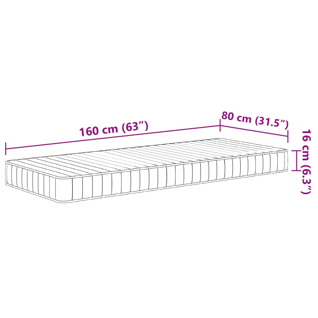 Materasso in Schiuma per Bambini Mediamente Morbido 80x160 cm 4016557