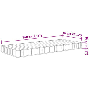 Materasso in Schiuma per Bambini Mediamente Morbido 80x160 cm 4016557