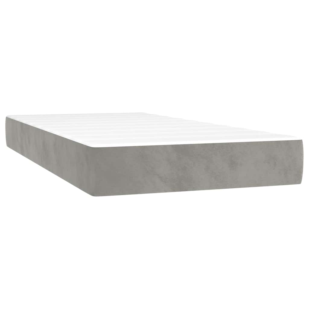 Materasso a Molle Grigio Chiaro 100x210x20 cm in Velluto 4016570