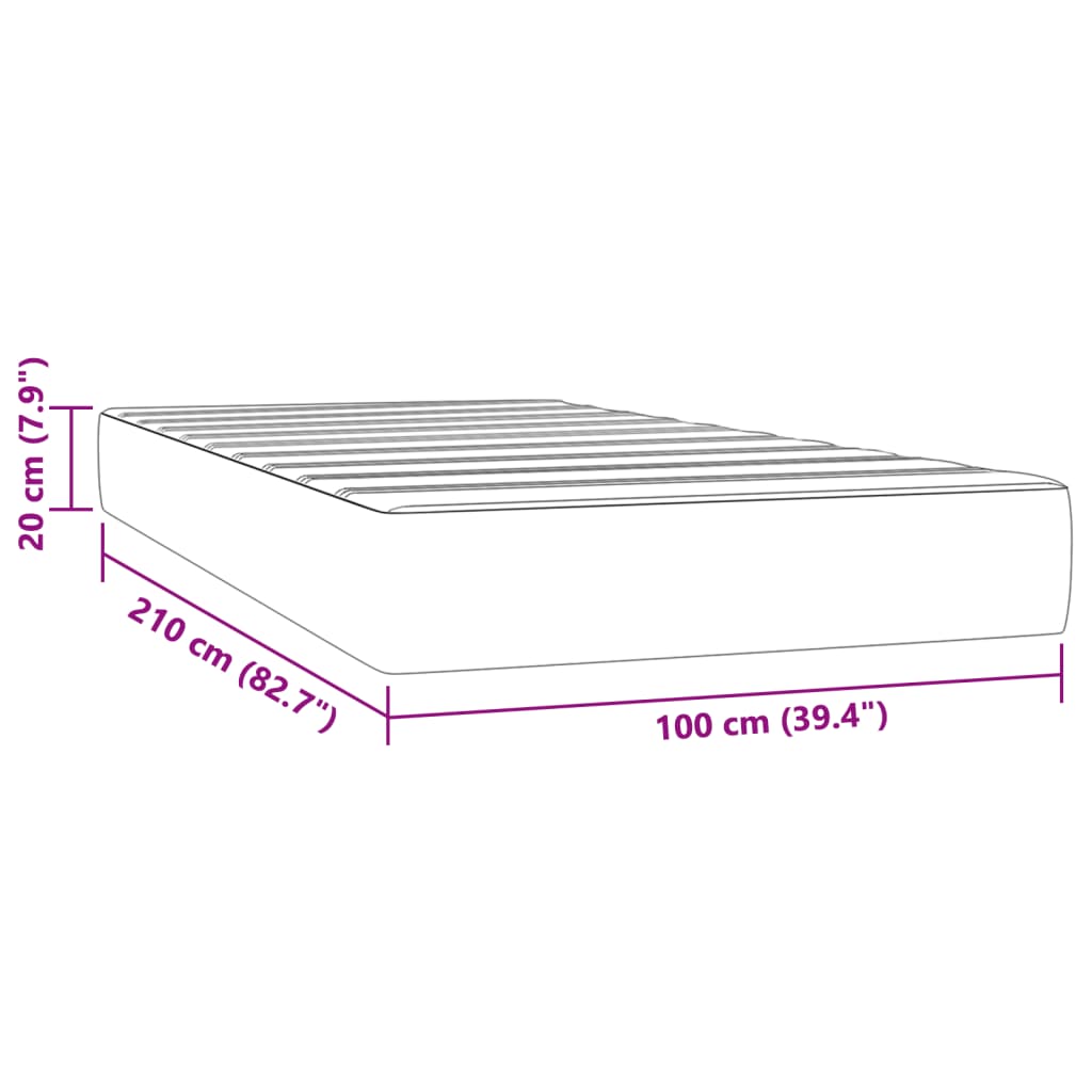 Materasso a Molle Grigio Scuro 100x210x20 cm in Velluto 4016571