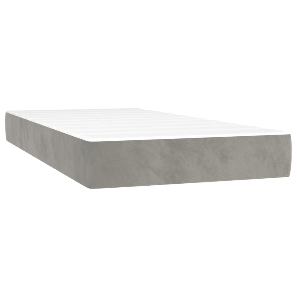 Materasso a Molle Grigio Chiaro 100x220x20 cm in Velluto 4016606