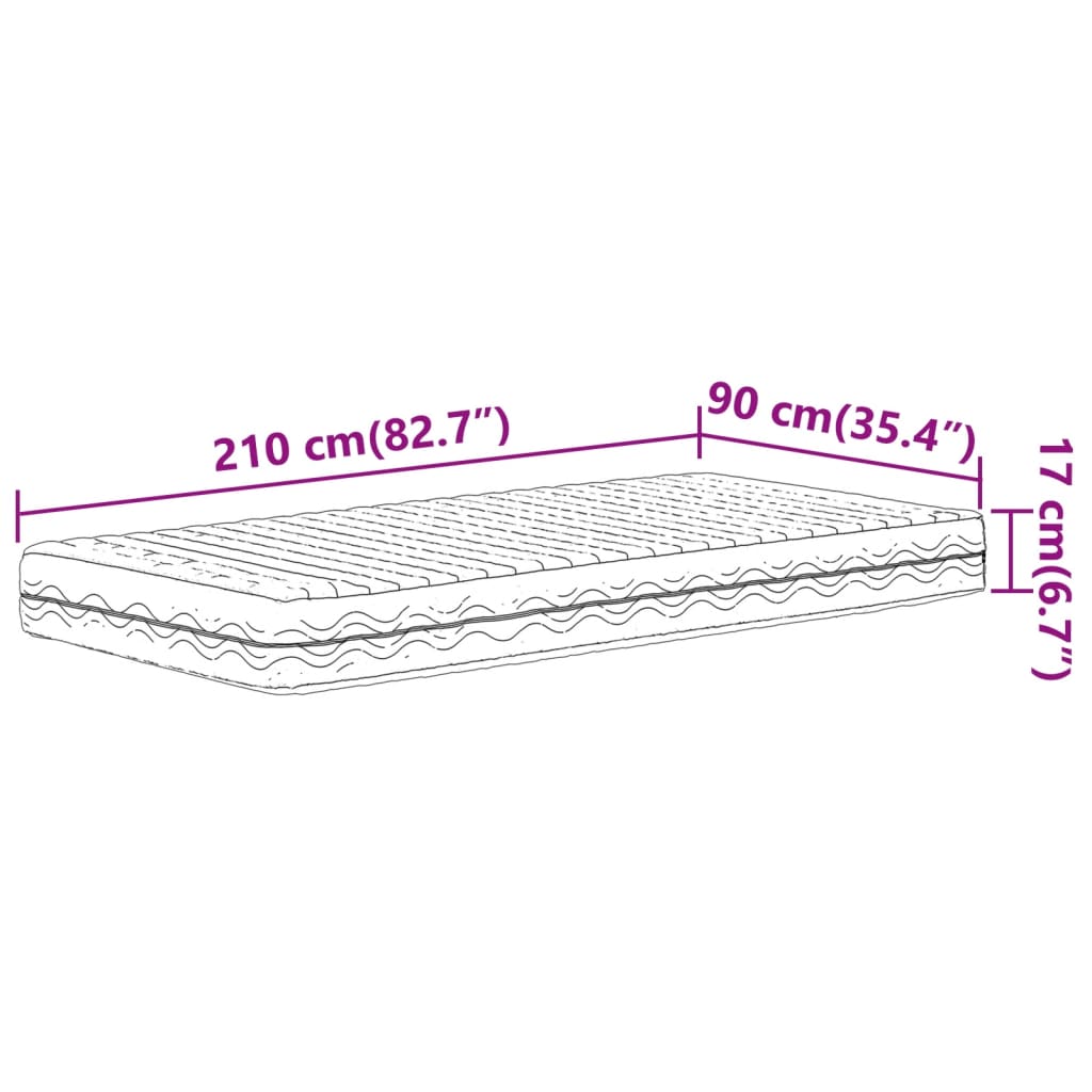 Materasso in Schiuma Bianco 90x210 cm Durezza H2 H3 4016631