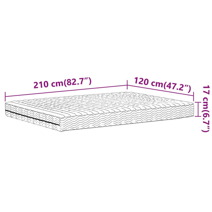 Materasso in Schiuma Bianco 120x210 cm Durezza H2 H3 4016633