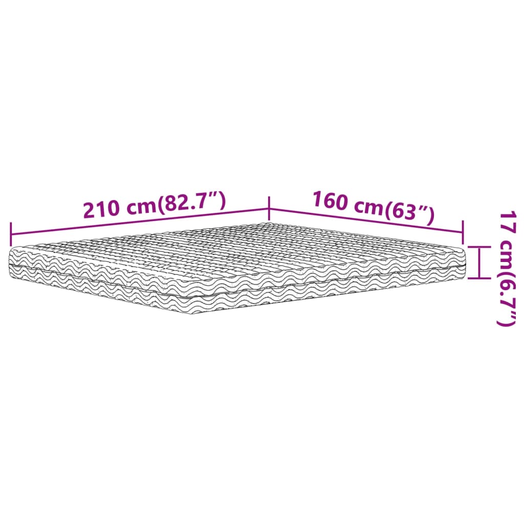 Materasso in Schiuma Bianco 160x210 cm Durezza H2 H3 4016635