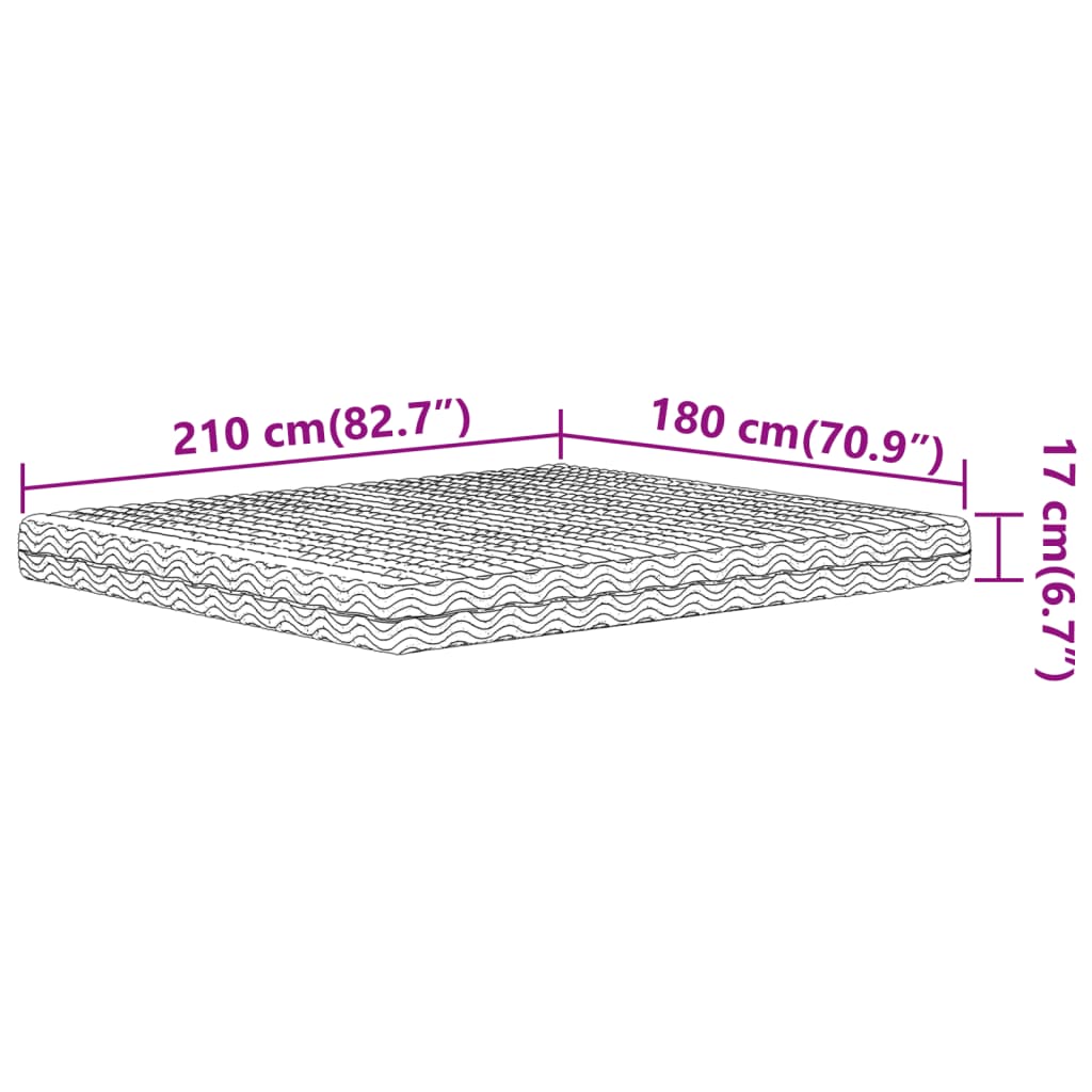 Materasso in Schiuma Bianco 180x210 cm Durezza H2 H3 4016636