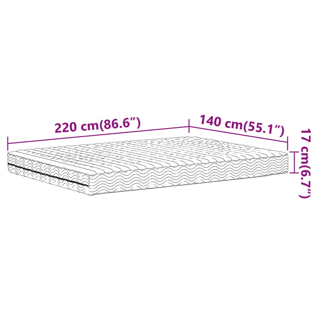 Materasso in Schiuma Bianco 140x220 cm Durezza H2 H3 4016642