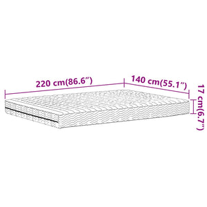 Materasso in Schiuma Bianco 140x220 cm Durezza H2 H3 4016642