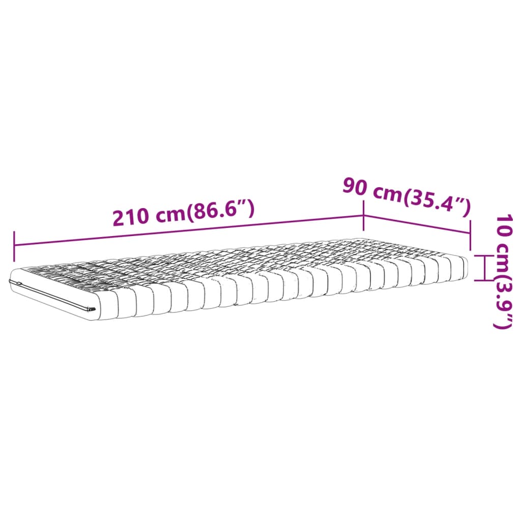 Materasso in Schiuma Bianco 90x210 cm 7 Zone Durezza 20 ILD 4016647