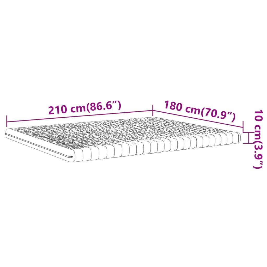 Materasso in Schiuma Bianco 180x210 cm 7 Zone Durezza 20 ILD 4016652