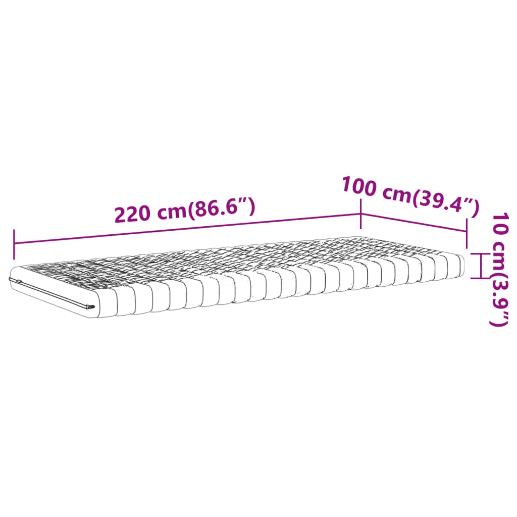 Materasso in Schiuma Bianco 100x220 cm 7 Zone Durezza 20 ILD 4016656