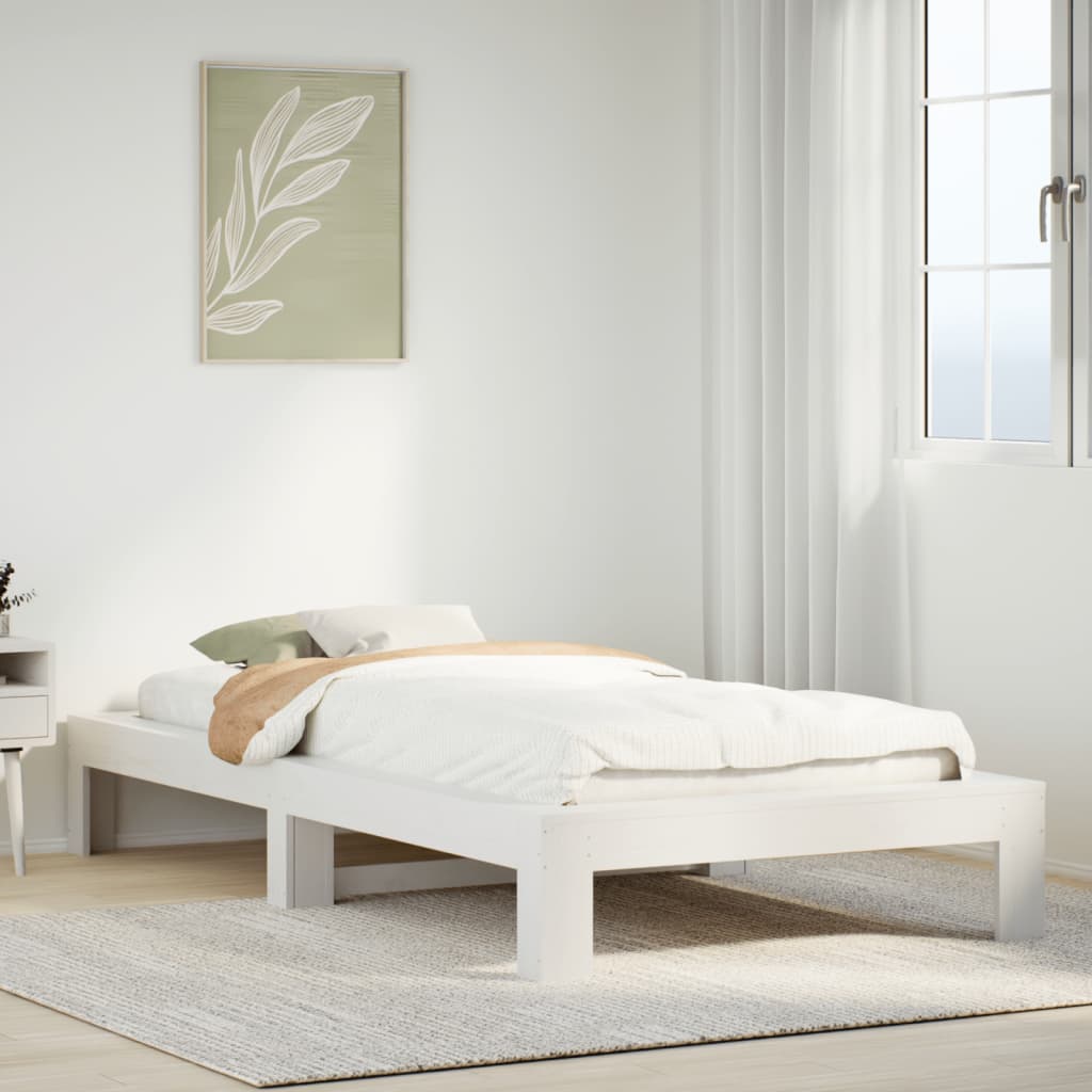 Letto senza Materasso Bianco 90x200 cm Legno Massello di Pino 855326