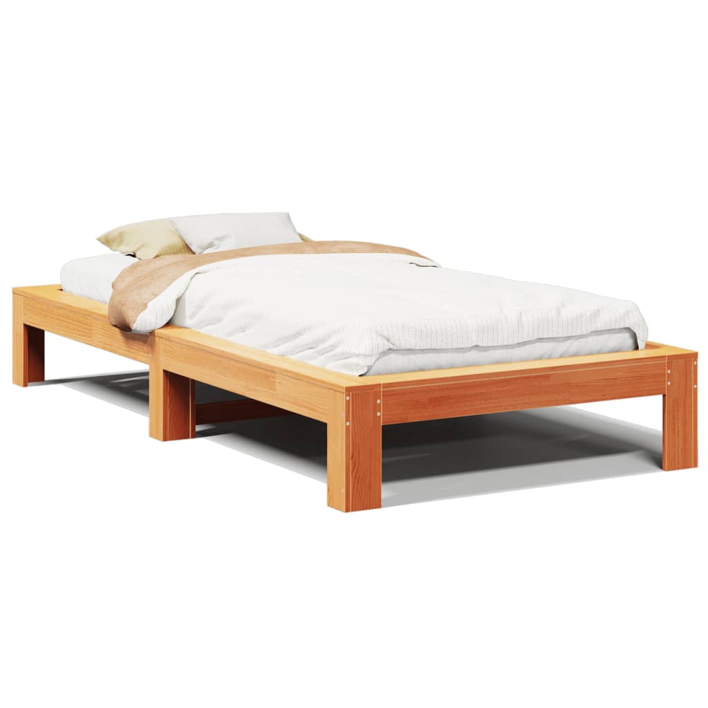 Letto senza Materasso Marrone Cera 90x190 cm in Legno di Pino 855339