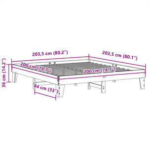 Letto senza Materasso 200x200 cm in Legno Massello di Pino 855343