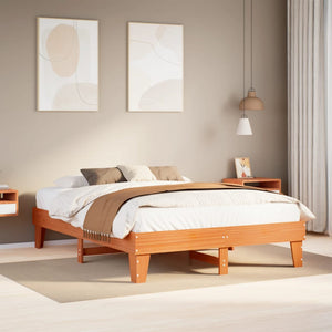 Letto senza Materasso Marrone Cera 160x200 cm in Legno di Pino 855351