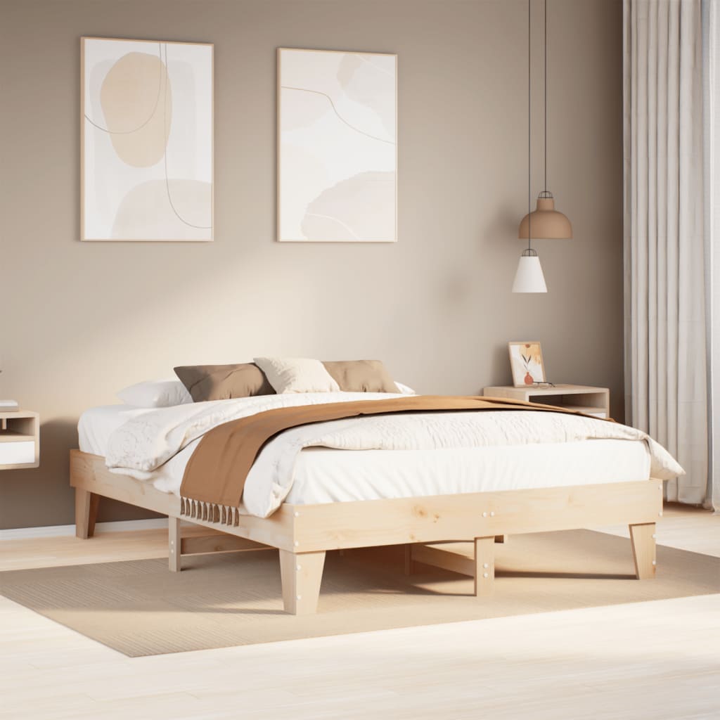 Letto senza Materasso 150x200 cm in Legno Massello di Pino 855352