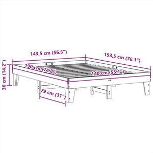 Letto senza Materasso 140x190 cm in Legno Massello di Pino 855367