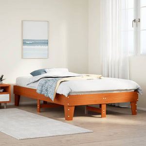 Letto senza Materasso Marrone Cera 120x190 cm in Legno di Pino 855375