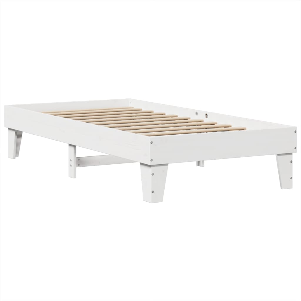 Letto senza Materasso Bianco 90x190 cm in Legno Massello Pino 855377