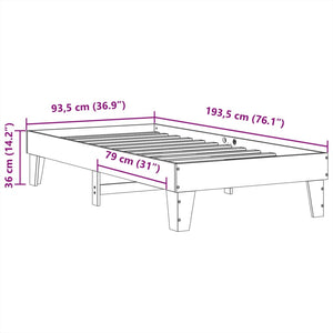 Letto senza Materasso Bianco 90x190 cm in Legno Massello Pino 855377