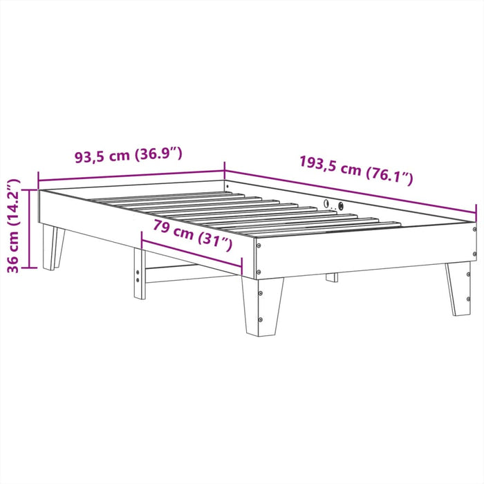 Letto senza Materasso Bianco 90x190 cm in Legno Massello Pino 855377