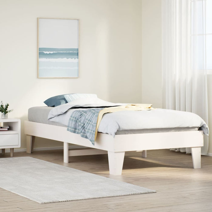 Letto senza Materasso Bianco 90x190 cm in Legno Massello Pino 855377