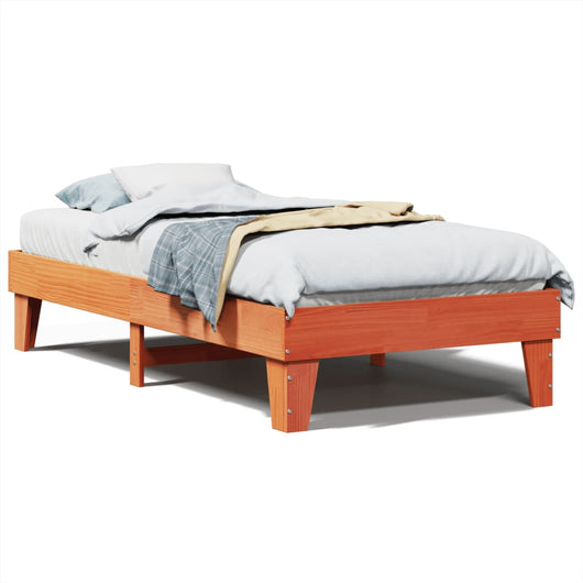 Letto senza Materasso Marrone Cera 90x190 cm in Legno di Pino 855378