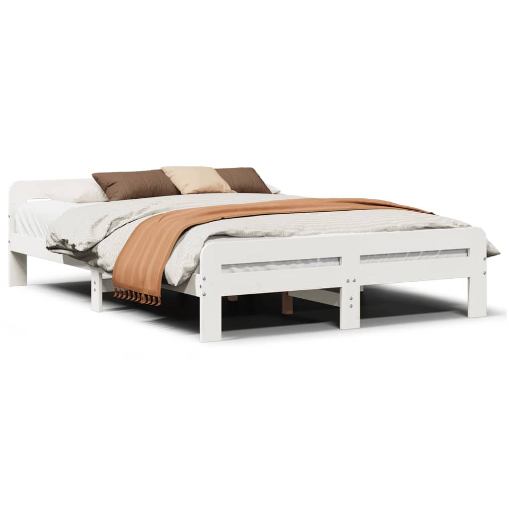 Letto senza Materasso Bianco 150x200 cm Legno Massello di Pino 855470