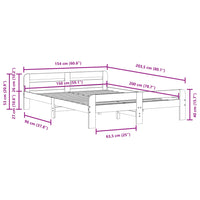 Letto senza Materasso Bianco 150x200 cm Legno Massello di Pino 855470