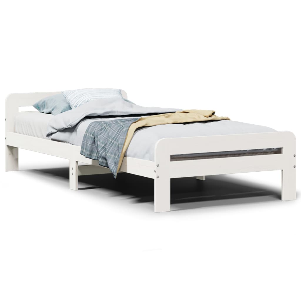 Letto senza Materasso Bianco 90x200 cm Legno Massello di Pino 855482