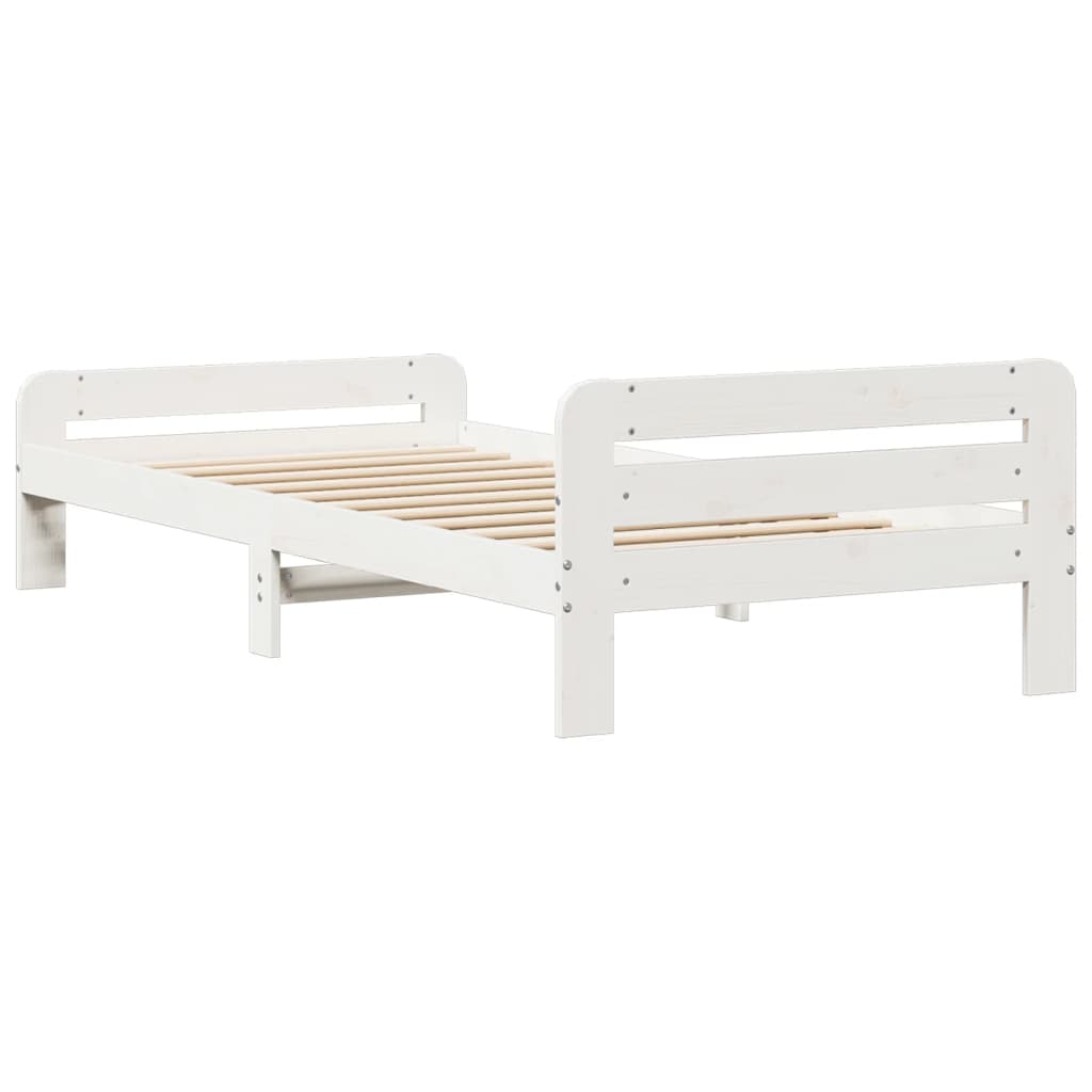 Letto senza Materasso Bianco 90x200 cm Legno Massello di Pino 855482