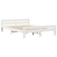 Letto senza Materasso Bianco 140x190 cm Legno Massello di Pino 855485