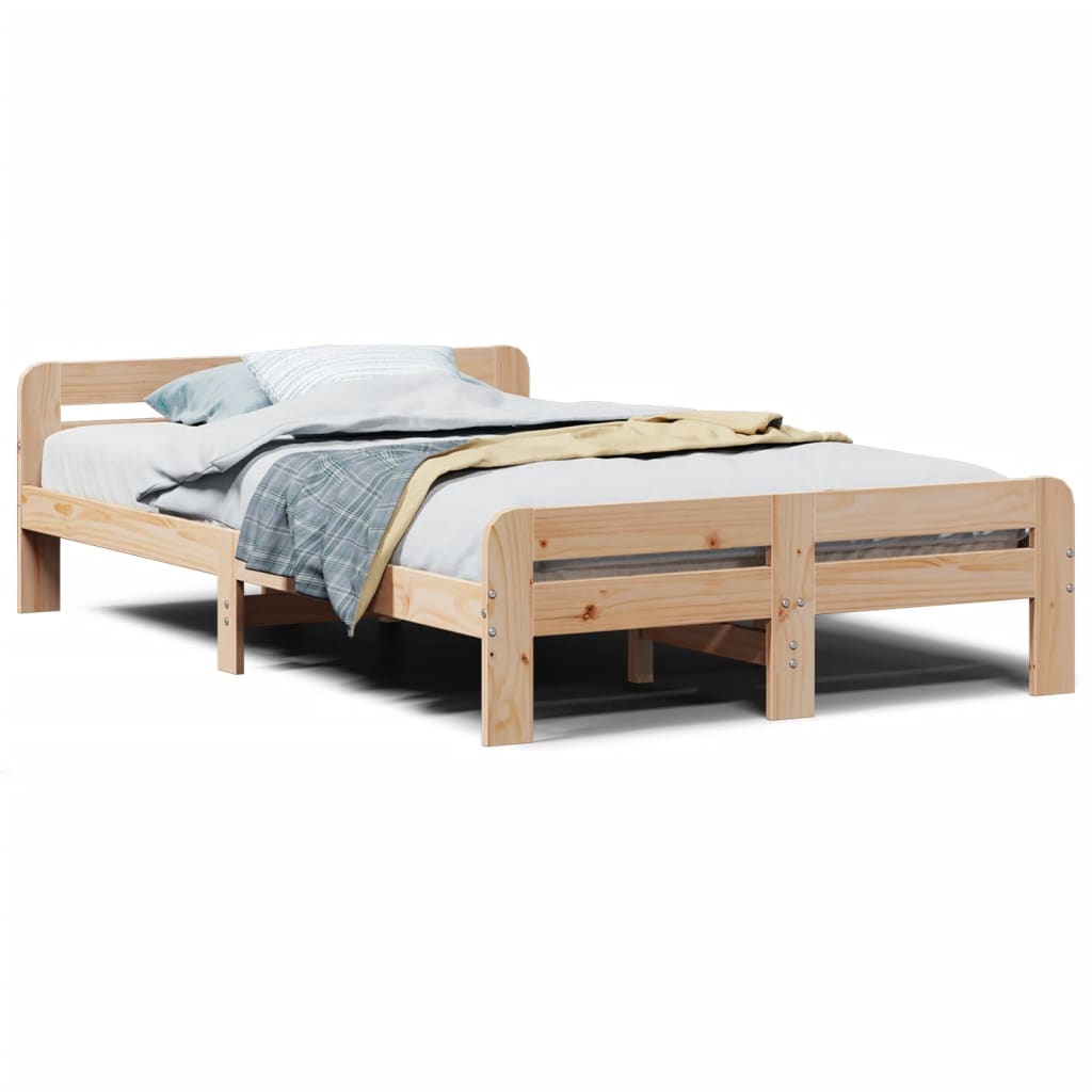 Letto senza Materasso 135x190 cm in Legno Massello di Pino 855487