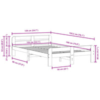 Letto senza Materasso 135x190 cm in Legno Massello di Pino 855487