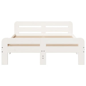 Letto senza Materasso Bianco 135x190 cm Legno Massello di Pino 855488