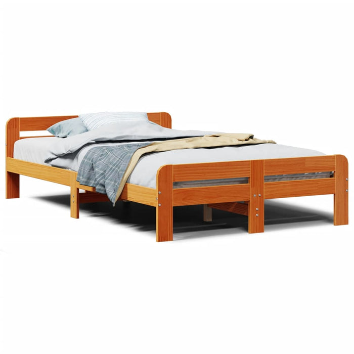 Letto senza Materasso Marrone Cera 135x190 cm in Legno di Pino 855489