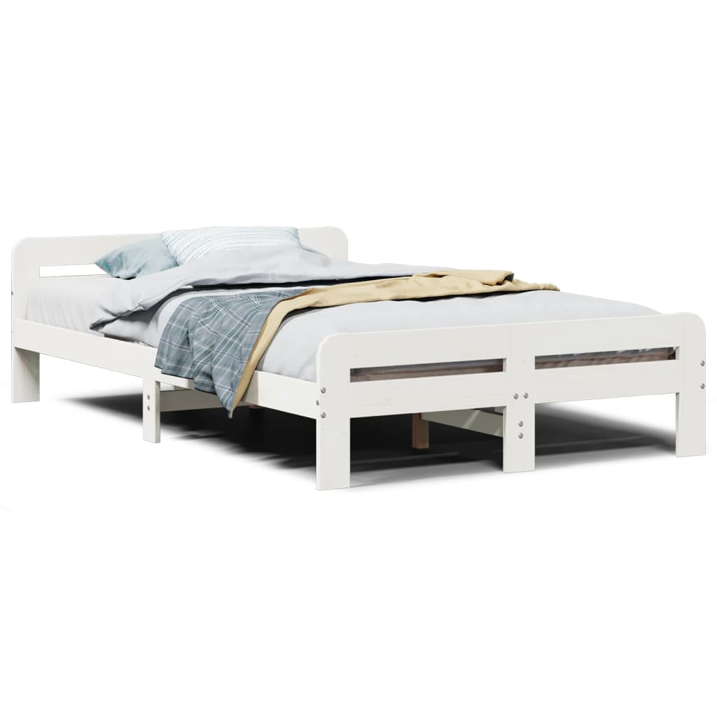 Letto senza Materasso Bianco 120x190 cm Legno Massello di Pino 855491