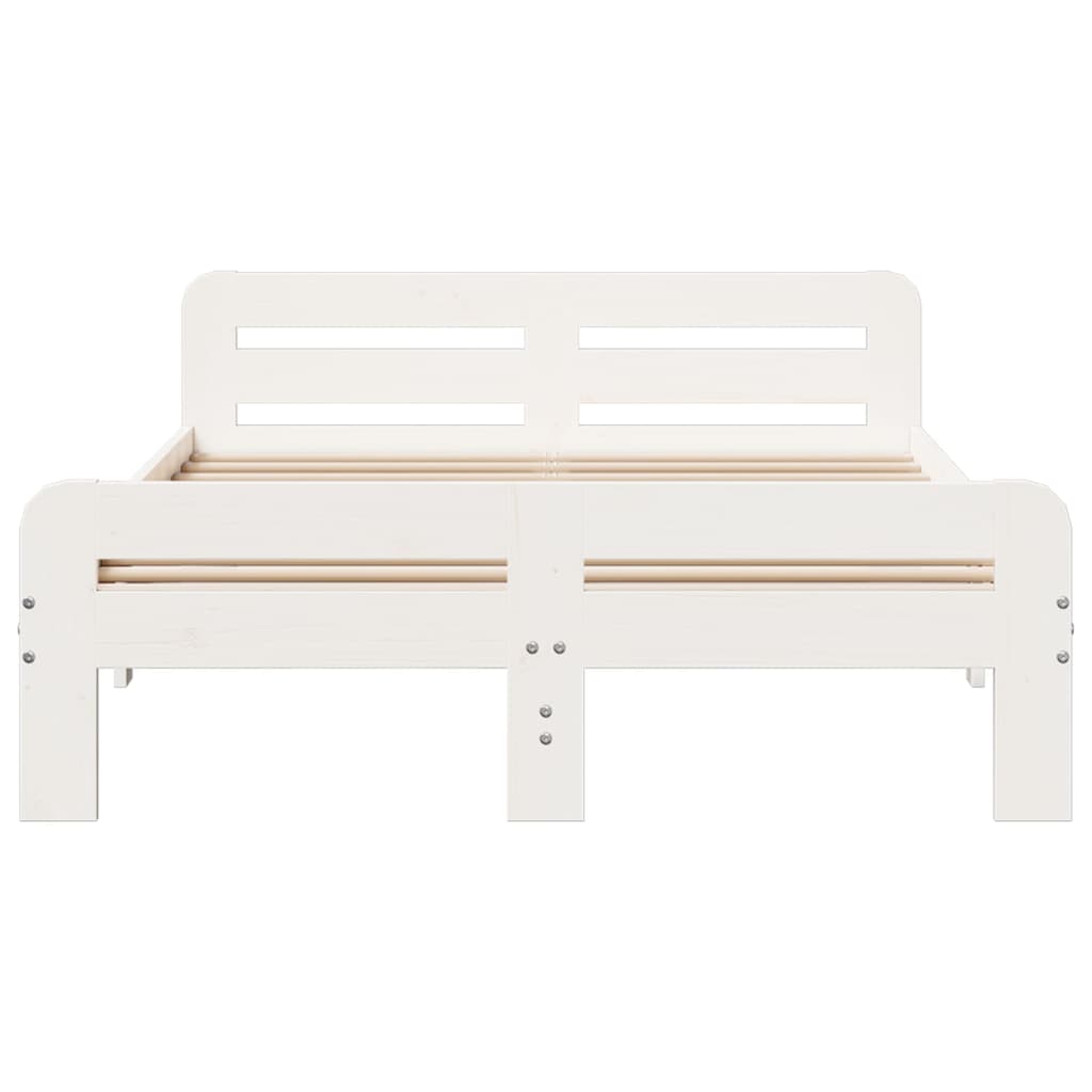 Letto senza Materasso Bianco 120x190 cm Legno Massello di Pino 855491