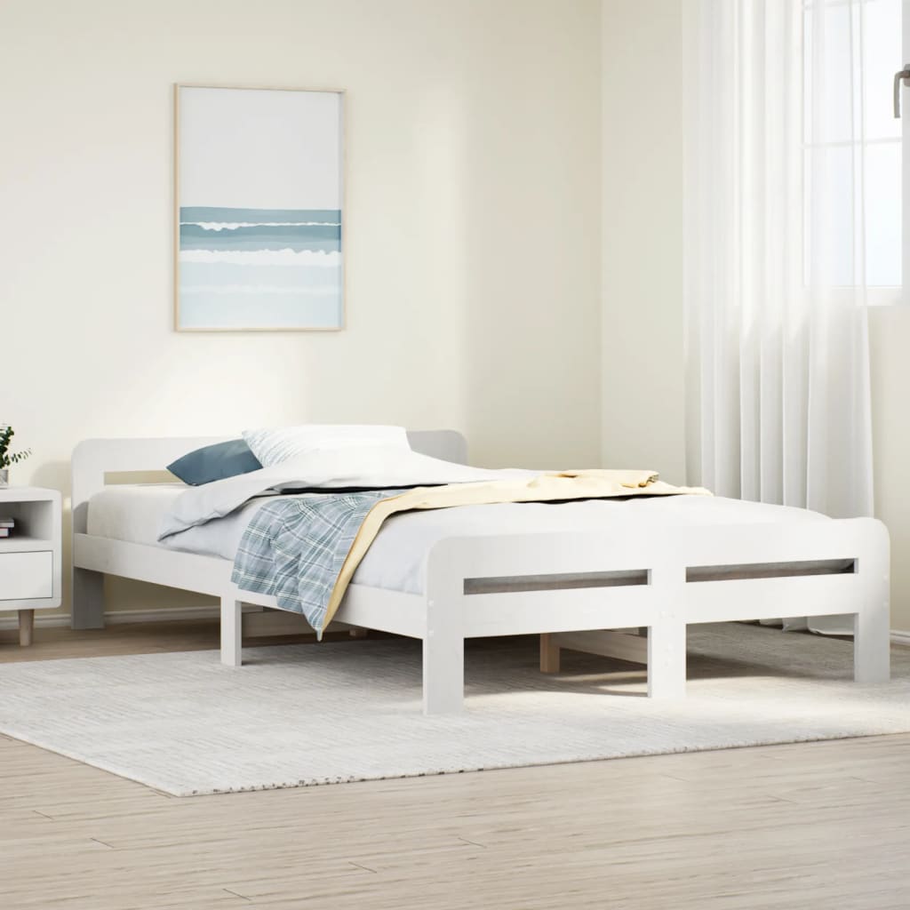 Letto senza Materasso Bianco 120x190 cm Legno Massello di Pino 855491