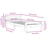 Letto senza Materasso Bianco 90x190 cm in Legno Massello Pino 855494