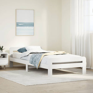 Letto senza Materasso Bianco 90x190 cm in Legno Massello Pino 855494