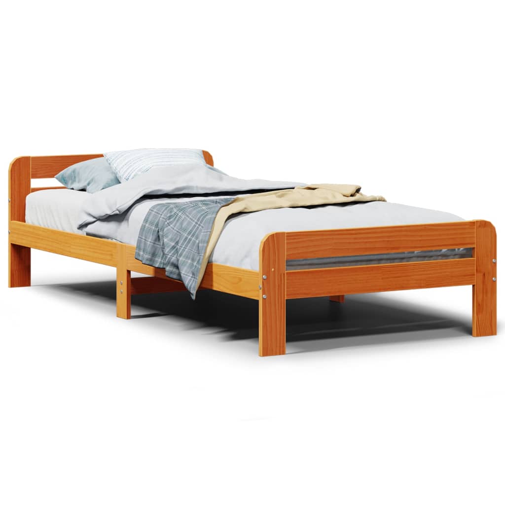 Letto senza Materasso Marrone Cera 90x190 cm in Legno di Pino 855495